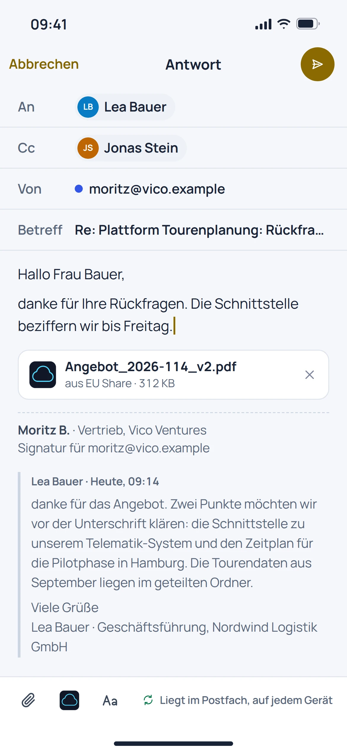 EU Inbox: mobile Konzeptvorschau